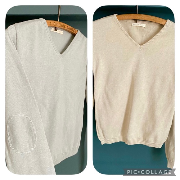 2 brand new V neck cotton sweaters ‘ Alice à Paris’ NWOT - Picture 1 of 7